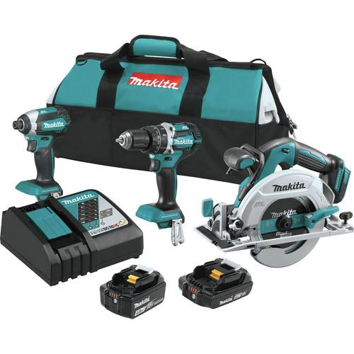Makita 18V LXT Lithium-Ion Brushless Cordless 3-Pc. Combo Kit (4.0Ah-2.0Ah) - XT333X1