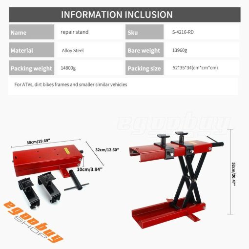 1100 LB Universal ATVs Motorcycles Center Scissor Lift Jack Hoist Stand 9.5-50cm - Image 7