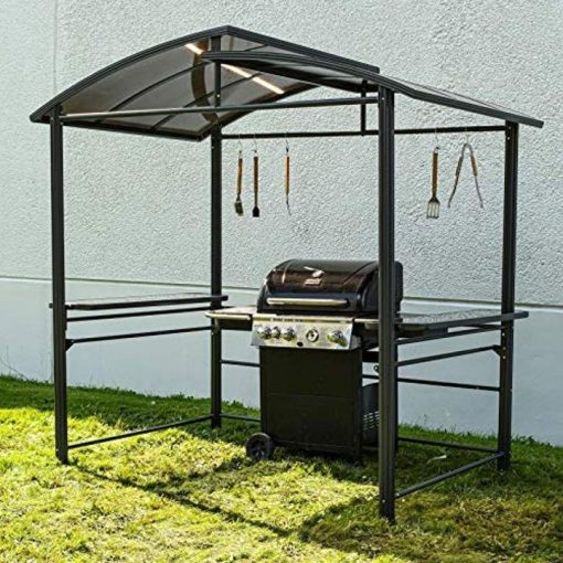 ALEKO GZBHTG01 Steel Hard Top BBQ Gazebo Grill Shelter Canopy with Serving Tables 8 x 5 x 8 Feet Brown - Image 6