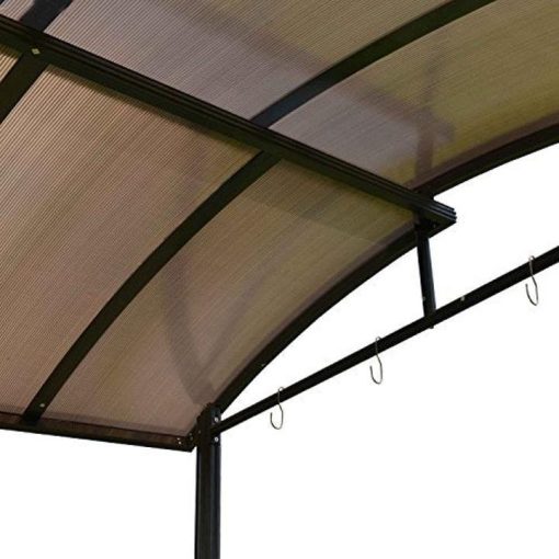 ALEKO GZBHTG01 Steel Hard Top BBQ Gazebo Grill Shelter Canopy with Serving Tables 8 x 5 x 8 Feet Brown - Image 9