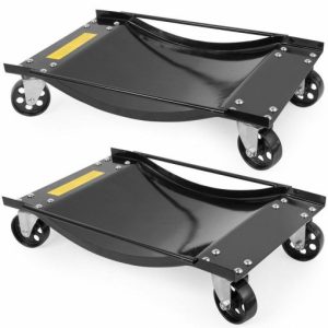 Set of 2-Piece Rolling Vehicle Auto Car tire Dolly Wheels Garage Handle 1000 lbs