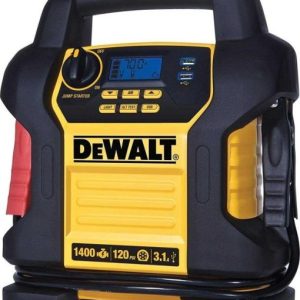 DEWALT Power Station Jump Starter: 1400 Peak/700 Instant Amps, 120 PSI Digital Air Compressor, 3.1A USB Ports, and Battery Clamps - DXAEJ14