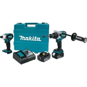 Makita 18V LXT 5.0 Ah Cordless Lithium-Ion Brushless Hammer Driver Drill and Impact Driver Combo Kit - XT252TB