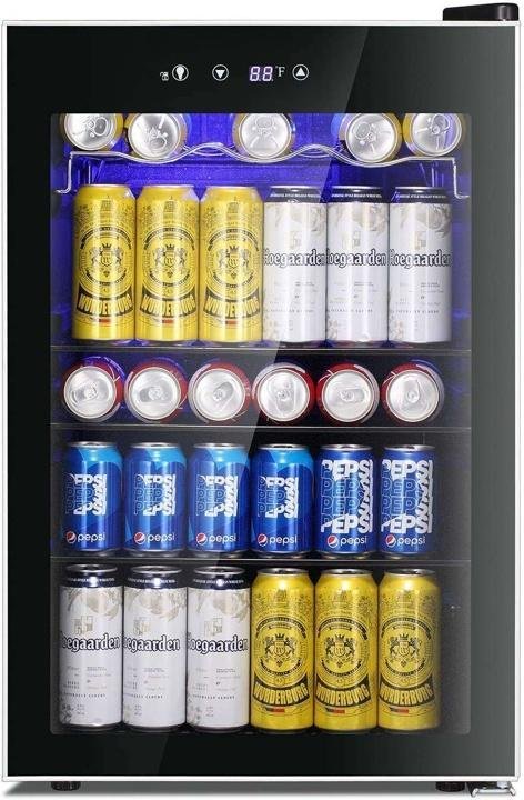 Beverage Refrigerator Cooler-120 Can Mini Fridge Glass Door for Soda Beer Wine Stainless Steel Glass Door Small Drink Dispenser Machine Digital Display for Home, Office Bar,4.5cu.ft - Image 2