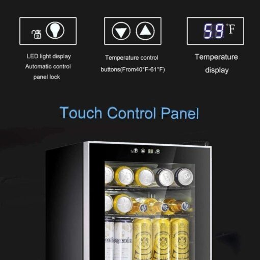 Beverage Refrigerator Cooler-120 Can Mini Fridge Glass Door for Soda Beer Wine Stainless Steel Glass Door Small Drink Dispenser Machine Digital Display for Home, Office Bar,4.5cu.ft - Image 3
