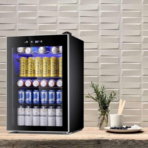 Beverage Refrigerator Cooler-120 Can Mini Fridge Glass Door for Soda Beer Wine Stainless Steel Glass Door Small Drink Dispenser Machine Digital Display for Home, Office Bar,4.5cu.ft - Image 5