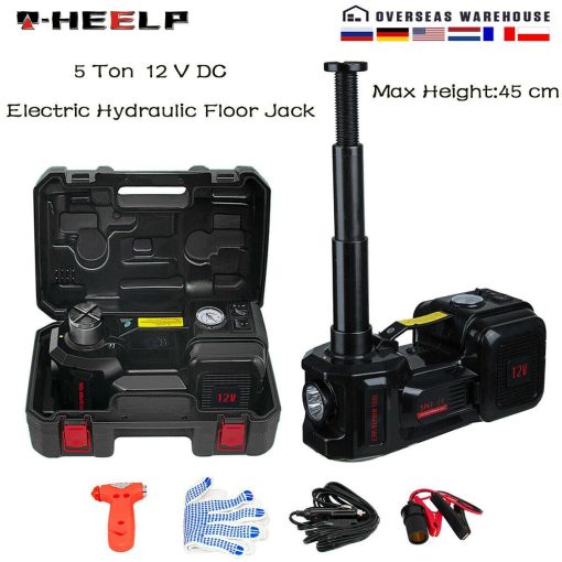 Electric Hydraulic Floor Jack 5 Ton DC 12V Car Jack Lift Tire Inflator Pump Tool