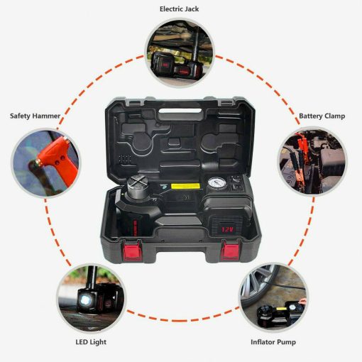 Electric Hydraulic Floor Jack 5 Ton DC 12V Car Jack Lift Tire Inflator Pump Tool - Image 4
