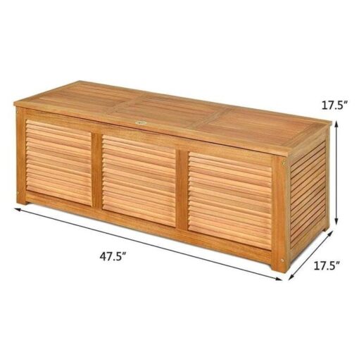 47 Gallon Acacia Wood Deck Box in Teak Oil, Large Outdoor Storage Box, Deck Storage Bench for Patio - Image 5