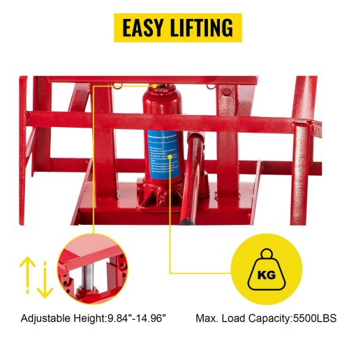 Hydraulic Car Ramps Hydraulic Vertical Ramps 5T/11000lbs Low Profile 1-Piece in Red - Image 3
