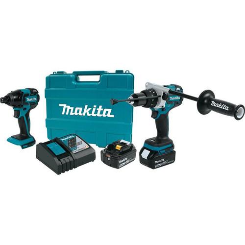 Makita 18V LXT 5.0 Ah Cordless Lithium-Ion Brushless Impact Driver and Hammer Driver Drill Combo Kit - XT257TB