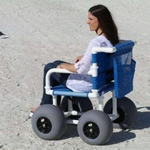 Beach/All Terrain Wheelchair, 12" Balloon Tires for Soft Sand, Easily Disassembles