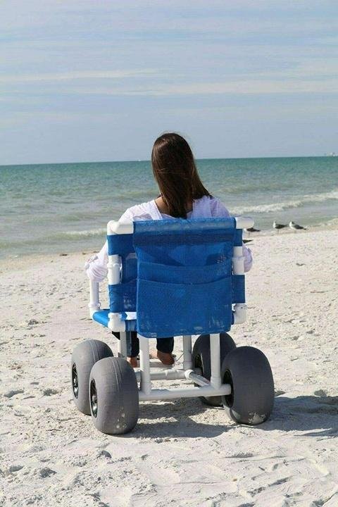 Beach/All Terrain Wheelchair, 12" Balloon Tires for Soft Sand, Easily Disassembles - Image 2