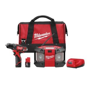 Milwaukee 2492-22 M12 Lithium-Ion 3/8 in. Drill Driver & Portable Radio Kit