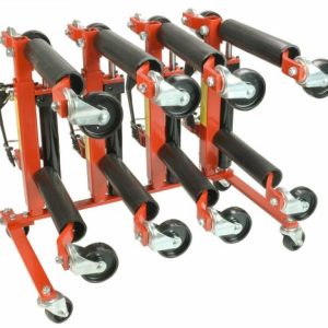 (4) Dragway Tools 12" Hydraulic Wheel Dolly 1500 lb Foot Pump Jack Lift & Stand