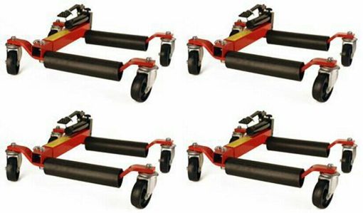 (4) Dragway Tools 12" Hydraulic Wheel Dolly 1500 lb Foot Pump Jack Lift & Stand - Image 2