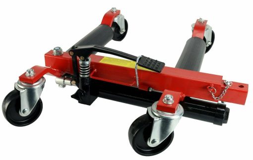 (4) Dragway Tools 12" Hydraulic Wheel Dolly 1500 lb Foot Pump Jack Lift & Stand - Image 5