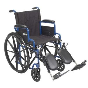 Drive Medical Blue Streak Wheelchair with Flip Back Desk Arms, Elevating Leg Rests, 18 Seat