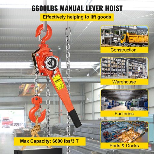 3Ton Chain Lever Block Hoist Come Along Puller Ratchet Type Lift 10' 6600LBS - Image 2
