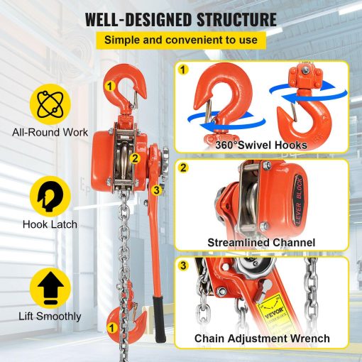 3Ton Chain Lever Block Hoist Come Along Puller Ratchet Type Lift 10' 6600LBS - Image 4