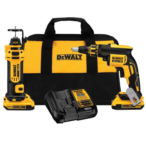 DEWALT 20V MAX XR Cordless Lithium-Ion Brushless Drywall Screwgun and Cut-Out Tool Combo Kit - DCK263D2