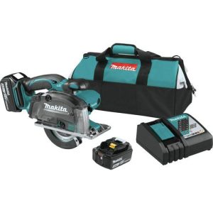 Makita 18V LXT Cordless Lithium-Ion 5-3/8 in. Metal Cutting Saw Kit with Electric Brake and Chip Collector (5 Ah) - XSC03T