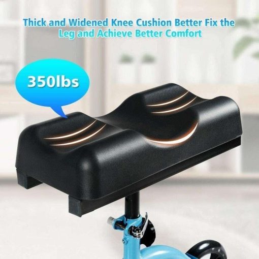 Double Steel Tube Walking Aids Scooter with Shopping Basket, Dual Brake Medical Steerable Folding Knee Walker, Turning Brake Knee Bike, Great for Injury Sportman Leg Surgery, Blue - Image 6