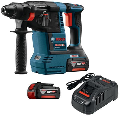 Factory Reconditioned Bosch 18V 6.0 Ah EC Cordless Lithium-Ion Brushless 1 in. SDS-Plus Bulldog Rotary Hammer Kit - GBH18V-26K-RT
