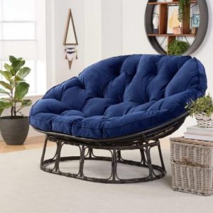 Better Homes & Gardens Papasan Bench with Cushion, Navy