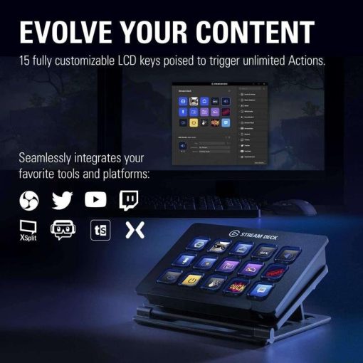 Elgato Stream Deck – Live Content Creation Controller with 15 Customizable LCD Keys, Adjustable Stand, for Windows 10 and macOS 10.11 or later - Image 2