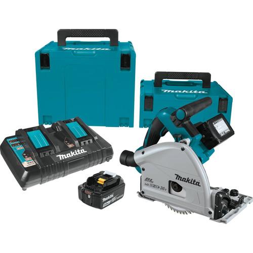 Makita 18V X2 5.0 Ah Cordless Lithium-Ion Brushless 6-1/2 in. Plunge Circular Saw Kit - XPS01PTJ
