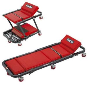 Clarke CMC50 2-in-1 Folding Car Creeper & Seat Padded oil resist back & headrest