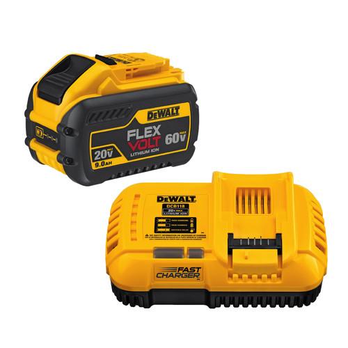DEWALT 20V-60V MAX 4-8 Amp Fan-Cooled Fast Charger with FlexVolt 9.0 Ah Battery - DCB118X1